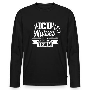 Équipe Soins Intensifs Infirmières Soins Intensifs Soins Intensifs - T-shirt manches longues Premium bio Homme - noir - Devant - Nico (187cm)