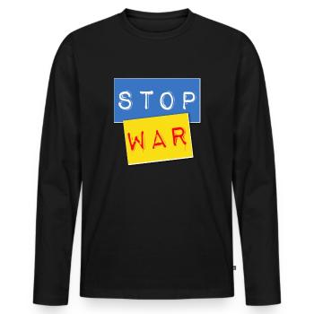 Stop was - Men's Premium Organic Long Sleeve Shirt - black - Front - Nico (187cm)