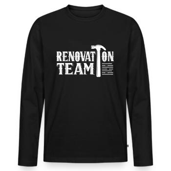 Équipe Rénovation Constructeur Restauration Rénover - T-shirt manches longues Premium bio Homme - noir - Devant - Nico (187cm)