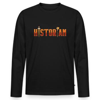 Historian History Teacher History History - Men's Premium Organic Long Sleeve Shirt - black - Front - Nico (187cm)
