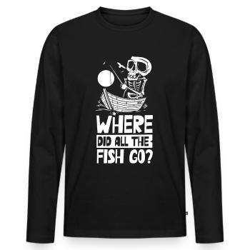 Wo Sind Die Ganzen Fische Hin? Fischer Fischen - Männer Premium Bio Langarmshirt - Schwarz - Vorne - Nico (187cm)