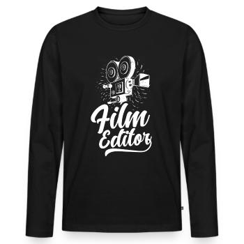 Film Editor Video Filmeditor Edit - Männer Premium Bio Langarmshirt - Schwarz - Vorne - Nico (187cm)