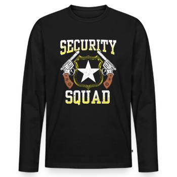 Sécurité de l’équipe de sécurité Sécurité Bouncer - T-shirt manches longues Premium bio Homme - noir - Devant - Nico (187cm)