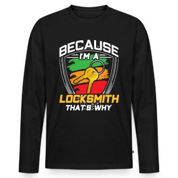 Parce que je suis serrurier Serrurier Serrure - T-shirt manches longues Premium bio Homme - noir - Devant - Nico (187cm)