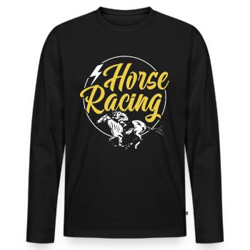 Courses de chevaux Jockey Hippodrome - T-shirt manches longues Premium bio Homme - noir - Devant - Nico (187cm)
