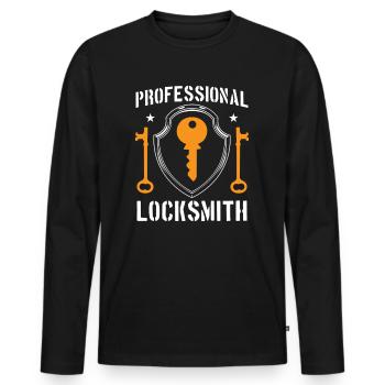 Professional locksmith locksmith lock - Men's Premium Organic Long Sleeve Shirt - black - Front - Nico (187cm)