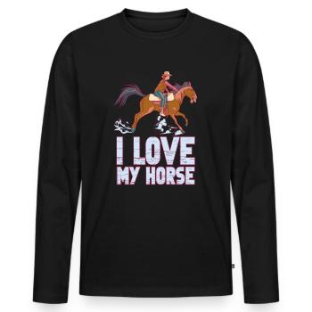 J’adore mon équitation équitation équitation équitation - T-shirt manches longues Premium bio Homme - noir - Devant - Nico (187cm)