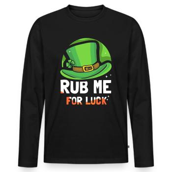 Reibe Mich Für Glück Ire Gälisch Irland Irisch - Männer Premium Bio Langarmshirt - Schwarz - Vorne - Nico (187cm)