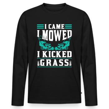 Lawn Mowing Lawn Lawn Mower Grass - Men's Premium Organic Long Sleeve Shirt - black - Front - Nico (187cm)