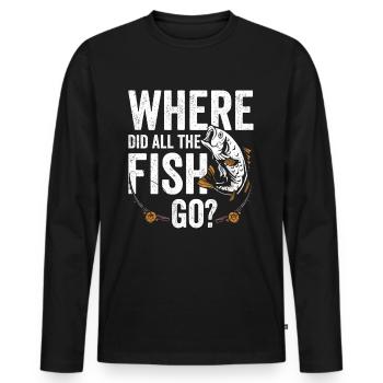 Wo Sind Die Ganzen Fische Hin? Fischen Fischer - Männer Premium Bio Langarmshirt - Schwarz - Vorne - Nico (187cm)