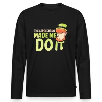 The Leprechaun forced me to leprechaun Irishman - Men's Premium Organic Long Sleeve Shirt - black - Front - Nico (187cm)