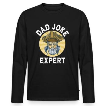 Dad Joke Papa Joke Jokes Father - Men's Premium Organic Long Sleeve Shirt - black - Front - Nico (187cm)