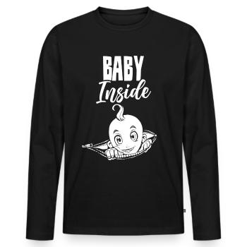 Baby Inside Baby Inside Pregnant Announcement - Men's Premium Organic Long Sleeve Shirt - black - Front - Nico (187cm)