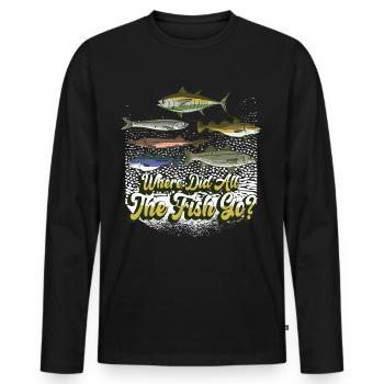 Wo Sind Die Ganzen Fische Hin? Fischen Fischer - Männer Premium Bio Langarmshirt - Schwarz - Vorne - Nico (187cm)