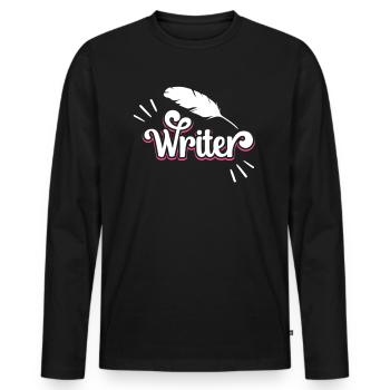 Author Writer Writer Writing - Men's Premium Organic Long Sleeve Shirt - black - Front - Nico (187cm)