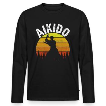 Aikido Martial Arts Fighter Martial Arts Lovers - Men's Premium Organic Long Sleeve Shirt - black - Front - Nico (187cm)