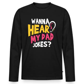 Papa Joke Dad Joke Jokes Father - Men's Premium Organic Long Sleeve Shirt - black - Front - Nico (187cm)