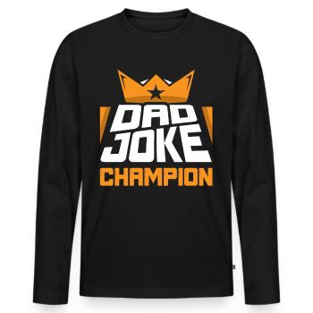 Papa Joke Dad Joke Jokes Father - Men's Premium Organic Long Sleeve Shirt - black - Front - Nico (187cm)