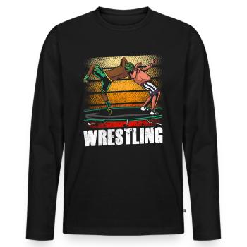 Wrestling Wrestling Wrestler Wrestling Wrestling - Men's Premium Organic Long Sleeve Shirt - black - Front - Nico (187cm)