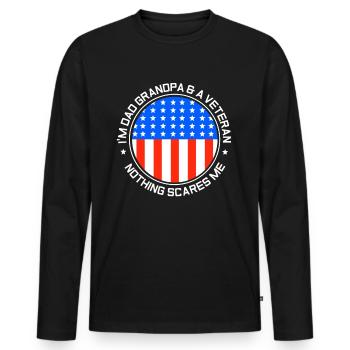 Je suis papa, grand-père et vétéran Dictons papa papa - T-shirt manches longues Premium bio Homme - noir - Devant - Nico (187cm)