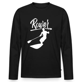 Rowing Rowing Rowing Boat Rowing Rowing - Men's Premium Organic Long Sleeve Shirt - black - Front - Nico (187cm)
