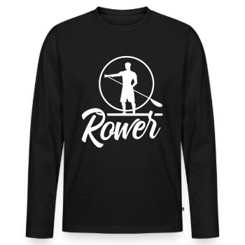 Rowing Rowing Rowing Boat Rowing Rowing - Men's Premium Organic Long Sleeve Shirt - black - Front - Nico (187cm)