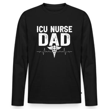 Infirmière en soins intensifs Papa Soins intensifs - T-shirt manches longues Premium bio Homme - noir - Devant - Nico (187cm)