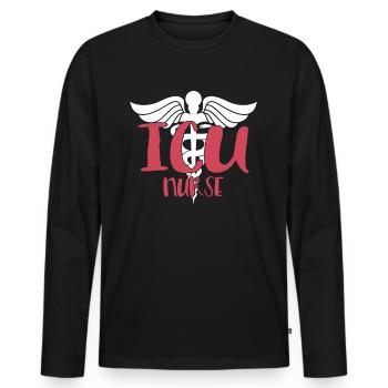 Infirmière en soins intensifs Soins intensifs - T-shirt manches longues Premium bio Homme - noir - Devant - Nico (187cm)