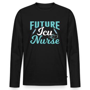 Future infirmière en soins intensifs Soins intensifs - T-shirt manches longues Premium bio Homme - noir - Devant - Nico (187cm)