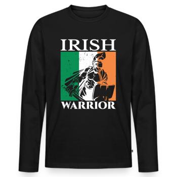 Guerrier irlandais Irlande Gaélique irlandais - T-shirt manches longues Premium bio Homme - noir - Devant - Nico (187cm)