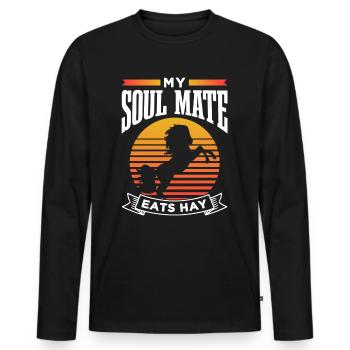 Mein Seelenverwandter Frisst Heu Reiten Pferd - Männer Premium Bio Langarmshirt - Schwarz - Vorne - Nico (187cm)
