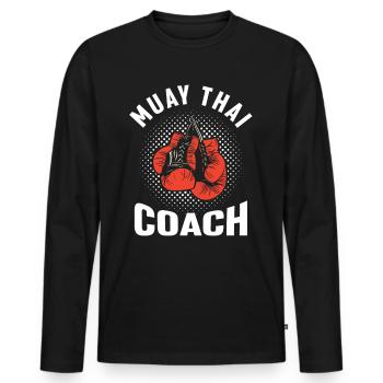 Muay Thai Trainer Fighter Arts martiaux Arts martiaux Arts martiaux Arts martiaux - T-shirt manches longues Premium bio Homme - noir - Devant - Nico (187cm)
