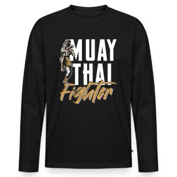 Muay Thai Fighter Arts Martiaux Arts Martiaux Arts Martiaux Arts Martiaux - T-shirt manches longues Premium bio Homme - noir - Devant - Nico (187cm)
