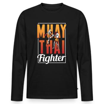 Muay Thai Fighter Arts Martiaux Arts Martiaux Arts Martiaux Arts Martiaux - T-shirt manches longues Premium bio Homme - noir - Devant - Nico (187cm)