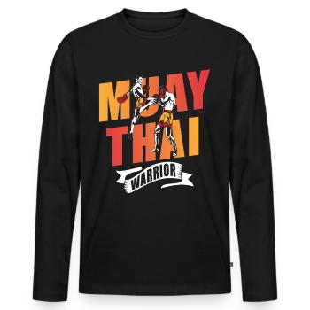 Muay Thai Warrior Fighter Arts martiaux Arts martiaux Arts martiaux Arts martiaux - T-shirt manches longues Premium bio Homme - noir - Devant - Nico (187cm)