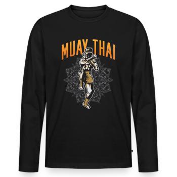 Muay Thai Arts Martiaux Arts Martiaux Combattant Arts Martiaux - T-shirt manches longues Premium bio Homme - noir - Devant - Nico (187cm)