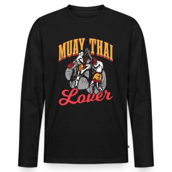 Muay Thai Lover Arts Martiaux Arts Martiaux Combattant de Combat - T-shirt manches longues Premium bio Homme - noir - Devant - Nico (187cm)