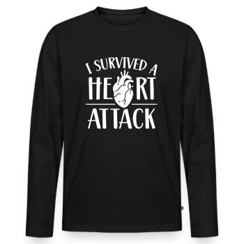 I survived a heart attack - Men's Premium Organic Long Sleeve Shirt - black - Front - Nico (187cm)