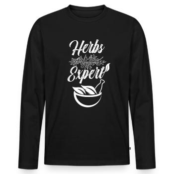 Herb Expert Herb Garden Herbalisme Herbe - T-shirt manches longues Premium bio Homme - noir - Devant - Nico (187cm)
