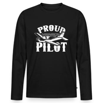 Fier pilote de petit avion jet avion léger - T-shirt manches longues Premium bio Homme - noir - Devant - Nico (187cm)