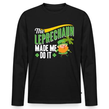 The Leprechaun forced me to leprechaun Irishman - Men's Premium Organic Long Sleeve Shirt - black - Front - Nico (187cm)