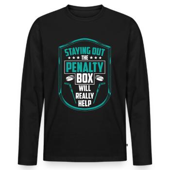 Banc de pénalité de hockey sur glace Banc de pénalité Joueurs de hockey sur glace - T-shirt manches longues Premium bio Homme - noir - Devant - Nico (187cm)