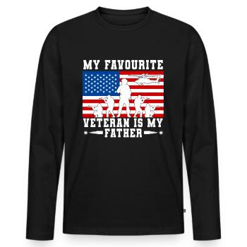 My favorite veteran is my father military - Men's Premium Organic Long Sleeve Shirt - black - Front - Nico (187cm)