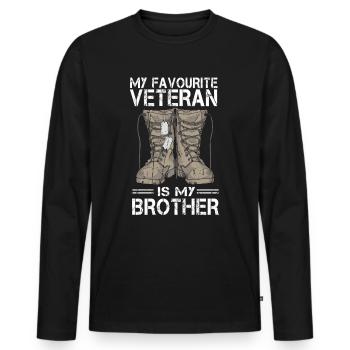 Mon vétéran préféré est mon frère militaire - T-shirt manches longues Premium bio Homme - noir - Devant - Nico (187cm)