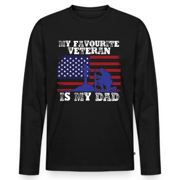 My favorite veteran is my father military - Men's Premium Organic Long Sleeve Shirt - black - Front - Nico (187cm)