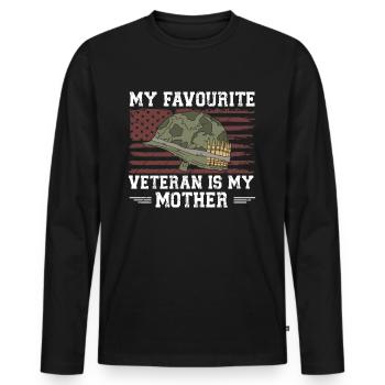 Mon vétéran préféré est ma mère militaire - T-shirt manches longues Premium bio Homme - noir - Devant - Nico (187cm)