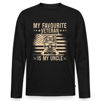 Mein Liebster Veteran Ist Mein Onkel Militär - Männer Premium Bio Langarmshirt - Schwarz - Vorne - Nico (187cm)
