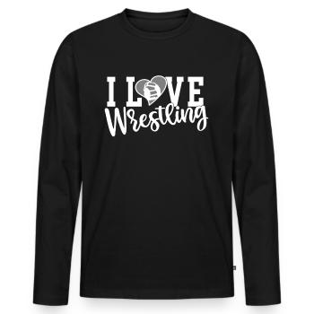 I love wrestling wrestling wrestling wrestling - Men's Premium Organic Long Sleeve Shirt - black - Front - Nico (187cm)