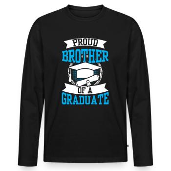 Fier frère d’un diplômé diplômé - T-shirt manches longues Premium bio Homme - noir - Devant - Nico (187cm)