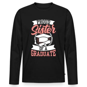 Fière sœur d’un diplômé diplômé - T-shirt manches longues Premium bio Homme - noir - Devant - Nico (187cm)